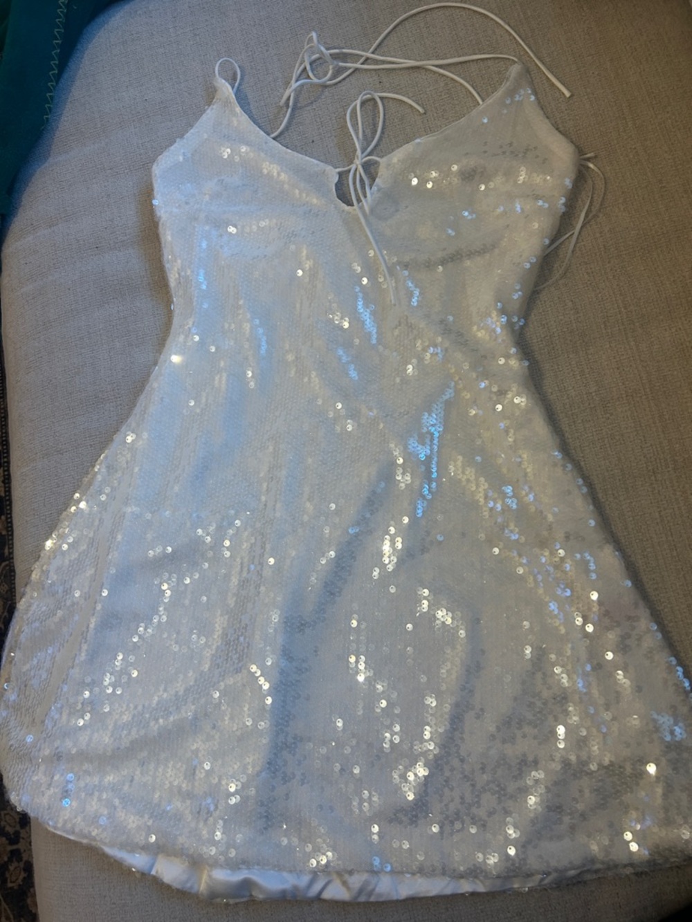 Princess Polly White Sequin Mini Dress